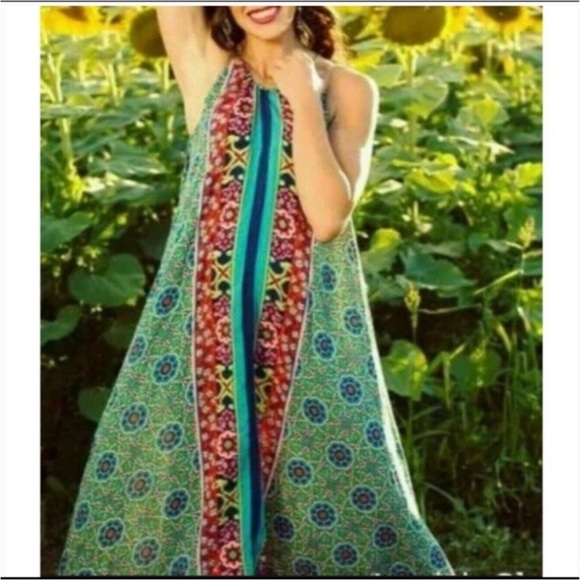 Anthropologie Ella Halter Tunic Dress Floral Multicolor size M/L - Picture 1 of 8